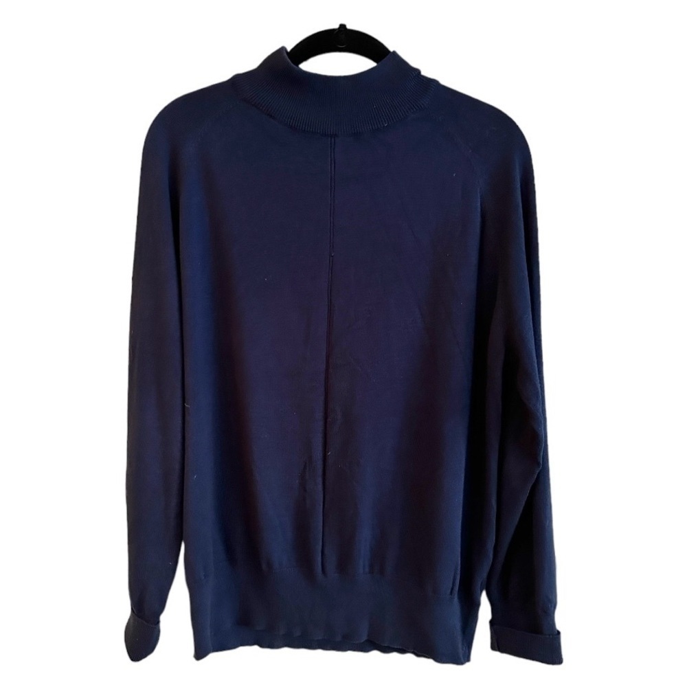 TIME & TRU, MOCK TURTLENECK SWEATER IN NAVY BLUE. FRONT SEAM. SIZE M(8-10)